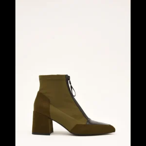 Calzaro Botas Y Botines Mujer | Botines en Verde y Negro 462J006 con Cremallera Frontal.
