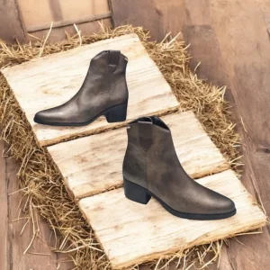Calzaro Botas Cowboy | Botas Y Botines Mujer | Botín 4011 Napa Bronce Metal.