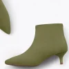 Calzaro Botas Bajas Y Botines | Botín 22611 Outfit Tacón Chupete Serraje Verde Oliva Kaki