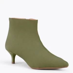 Calzaro Botas Bajas Y Botines | Botín 22611 Outfit Tacón Chupete Serraje Verde Oliva Kaki