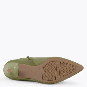 Calzaro Botas Bajas Y Botines | Botín 22611 Outfit Tacón Chupete Serraje Verde Oliva Kaki