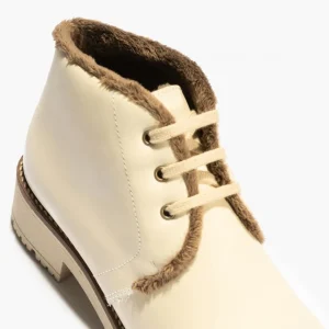 Calzaro Botas De Pelo | Botín 10085 Safari de Pelo para Mujer Color Crema Hielo