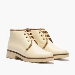 Calzaro Botas De Pelo | Botín 10085 Safari de Pelo para Mujer Color Crema Hielo