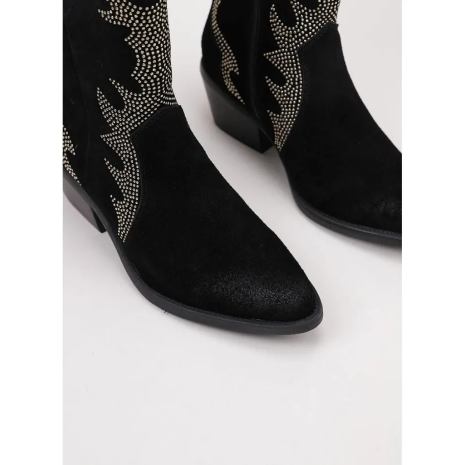 botn__serraje_negro_stras_3.webp Calzaro Botas Cowboy | Botín 23873 Serraje Negro Strass