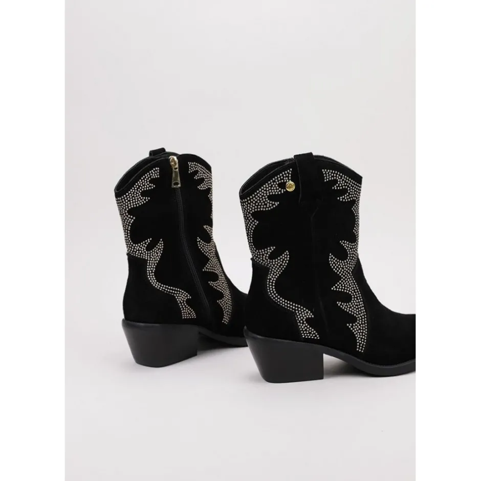 botn__serraje_negro_stras_4.webp Calzaro Botas Cowboy | Botín 23873 Serraje Negro Strass