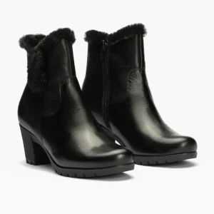 Calzaro Botas De Pelo | Botín alto tacón 3315 negro con detalle pelo