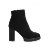 Calzaro Botas Y Botines Mujer | Botas Bajas Y Botines | Botín Arreglado Tacon Alto Liverpool 31921 Antelina Negro.