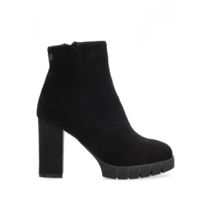Calzaro Botas Y Botines Mujer | Botas Bajas Y Botines | Botín Arreglado Tacon Alto Liverpool 31921 Antelina Negro.