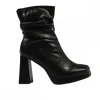 Calzaro Botas Bajas Y Botines | Botín Arrugado Napa Plataforma 23178 Negro.