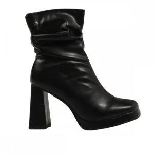 Calzaro Botas Bajas Y Botines | Botín Arrugado Napa Plataforma 23178 Negro.