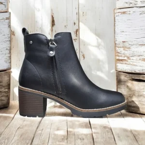 Calzaro Confort | Botas Y Botines Mujer | Botín Tacón Medio 4920 Negro Cremallera Exterior
