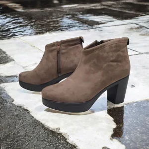 Calzaro Botas Y Botines Mujer | Botín Tacón Mujer Lycra y Microfibra 4320 Taupe