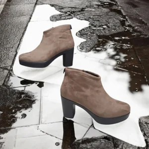 Calzaro Botas Y Botines Mujer | Botín Tacón Mujer Lycra y Microfibra 4320 Taupe