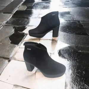 Calzaro Botas Y Botines Mujer | Botín Tacón Mujer Membrana Impermeable 9060 Water Proof Negra