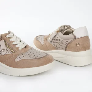 Calzaro Deportivas | Deportivo Cuña Cordones y Crem. Lateral Perforado 23388 Taupe