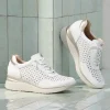 Calzaro Deportivas | Deportivos de Mujer 5664 en Piel con Cordones Elásticos y Plataforma y con Cordones Elásticos Blanca.