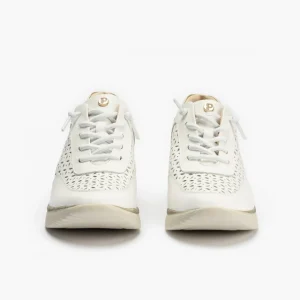 Calzaro Deportivas | Deportivos de Mujer 5664 en Piel con Cordones Elásticos y Plataforma y con Cordones Elásticos Blanca.