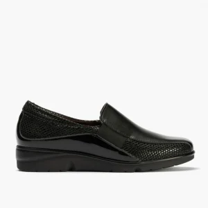 Calzaro Confort | Manoletinas 1602 Confort Lucido/Boa/Charol Negro
