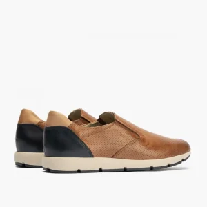 Calzaro Mocasines | Manoletinas Hombre 4053 Slip on Piel Picaditos Marrón Claro Cuero