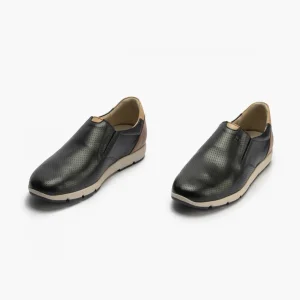 Calzaro Mocasines | Manoletinas Hombre 4053 Slip on Piel Picaditos Azul Marino
