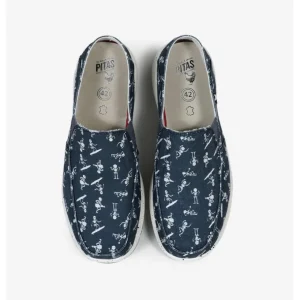 Calzaro Mocasines | Deportivas Casual | Mocasin Slip On Bones Marino Blanco.