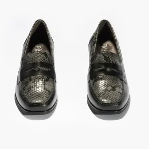 Calzaro Confort | Mocasines 1682 con Tacón Medio Lucido/Zimba Negro
