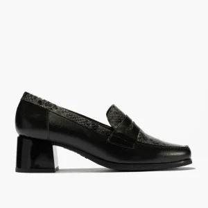 Calzaro Confort | Mocasines 1682 con Tacón Medio Lucido/Zimba Negro