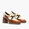 Calzaro Zapatos De Tac贸n | MocasinPiel Charol 5484 Cuero-Piedra-Beige.