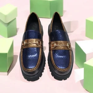 Calzaro Mocasines | Casual | Mocasín de Charol 459H771 en Plomo y Azul