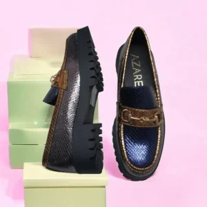 Calzaro Mocasines | Casual | Mocasín de Charol 459H771 en Plomo y Azul