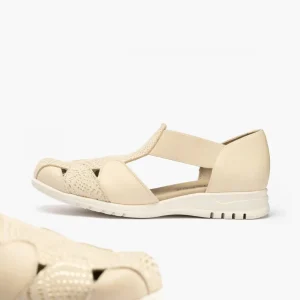 Calzaro Mocasines | Plumas Cangrejera Mujer Elásticos Centrales 2822 Crema.