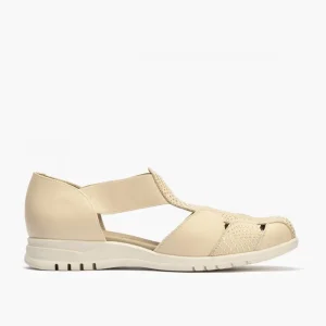 Calzaro Mocasines | Plumas Cangrejera Mujer Elásticos Centrales 2822 Crema.