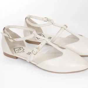 Calzaro Bailarinas | Mocasines | Sabrina Abierta Piel Hebillas 23334 Hielo
