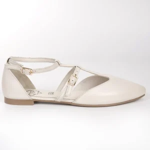 Calzaro Bailarinas | Mocasines | Sabrina Abierta Piel Hebillas 23334 Hielo