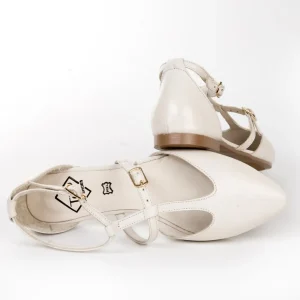Calzaro Bailarinas | Mocasines | Sabrina Abierta Piel Hebillas 23334 Hielo