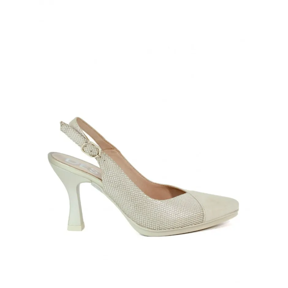 saln_destalonado_tacn_sam_4.webp Calzaro Zapatos De Tac贸n | Salón Destalonado Tacón Sami 2 Combinado Champán Oro