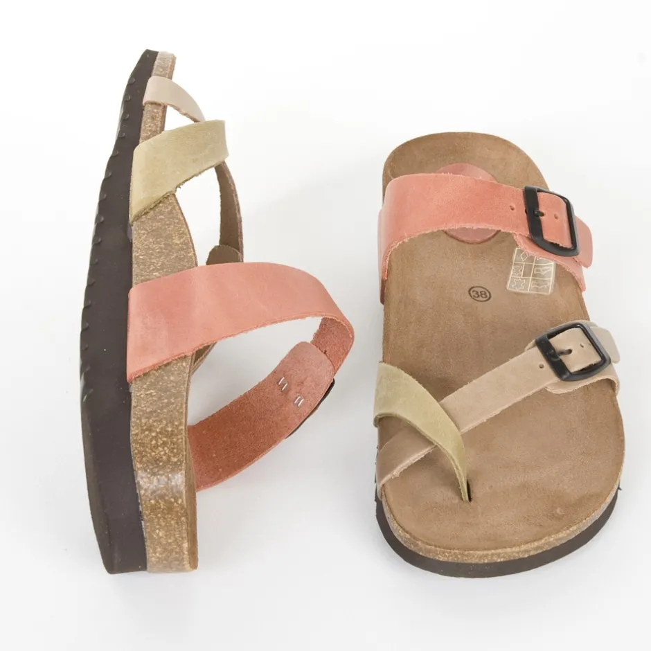 sandalia__beige_teja_y_ka_3.webp Calzaro Sandalias Bios | Sandalia 7212 Beige, Teja y Kaki.