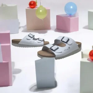 Calzaro Sandalias Bios | Sandalia 7206 Blanco Liso Hebillas.