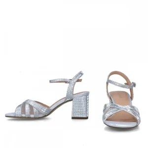 Calzaro Zapatos De Tac贸n | Sandalia 23708 Corona Australis Plata
