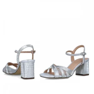 Calzaro Zapatos De Tac贸n | Sandalia 23708 Corona Australis Plata