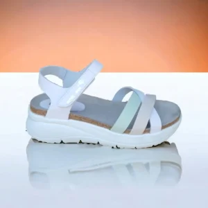 Calzaro Sandalias Bios | Sandalia 6911 en Blanco, Gris y Manzana.