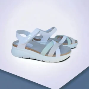 Calzaro Sandalias Bios | Sandalia 6911 en Blanco, Gris y Manzana.