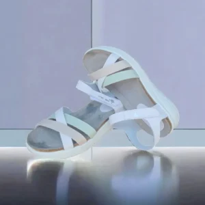 Calzaro Sandalias Bios | Sandalia 6911 en Blanco, Gris y Manzana.