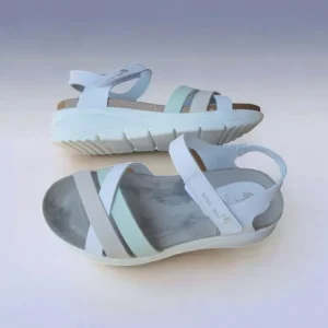 Calzaro Sandalias Bios | Sandalia 6911 en Blanco, Gris y Manzana.