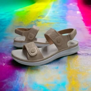 Calzaro Sandalias | Sandalia 23597 Platino Velcros Platino Oro