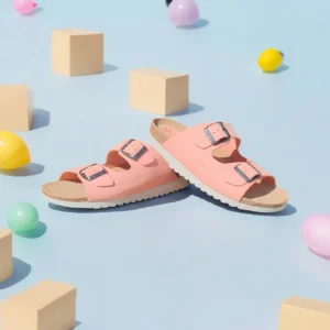 Calzaro Sandalias Bios | Sandalia 7206 Rosa Carmín Liso Hebillas.