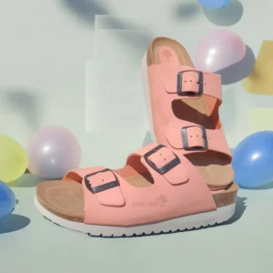 Calzaro Sandalias Bios | Sandalia 7206 Rosa Carmín Liso Hebillas.