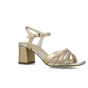 Calzaro Zapatos De Tac贸n | Sandalia 25599 Tacio Oro.