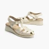 Calzaro Sandalias | Sandalia Cangrejera Mujer 5682 Ancho Especial Dorado.