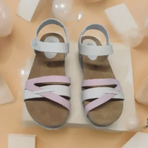 Calzaro Sandalias Bios | Sandalia Cuña 5803 Gris y Malva Tiras .